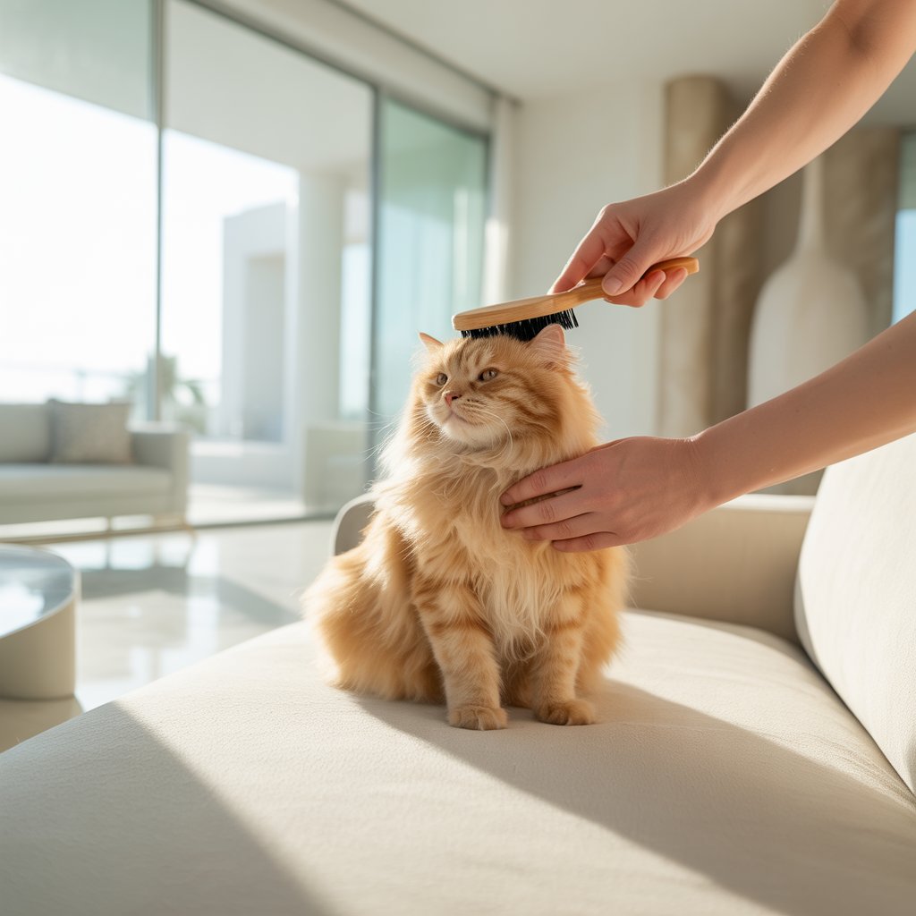 how to groom your cat at home in UAE brushing cat