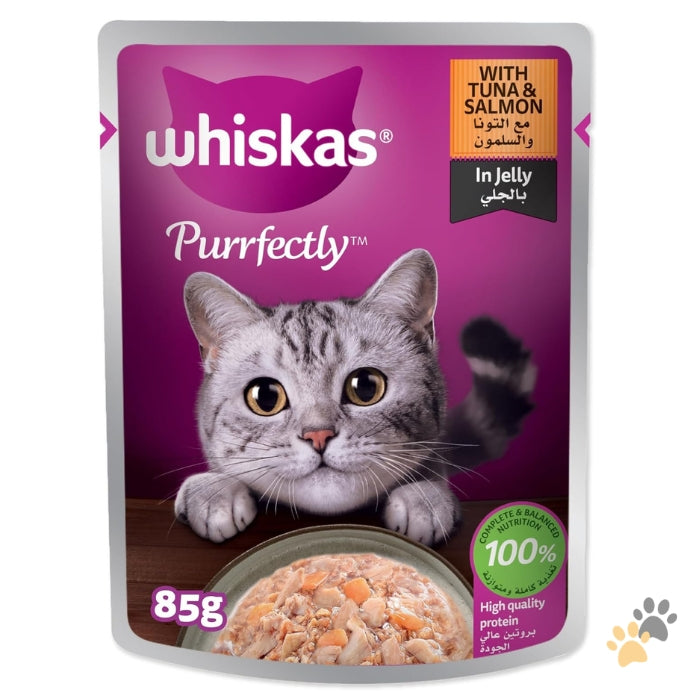 WHISKAS PURRFECTLY TUNA & SALMON IN JELLY ADULT WET CAT FOOD