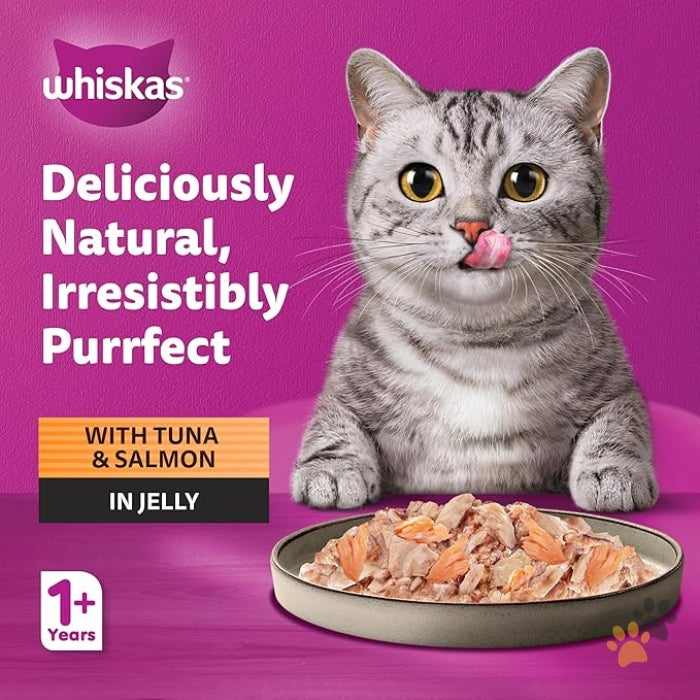 WHISKAS PURRFECTLY TUNA & SALMON IN JELLY ADULT WET CAT FOOD