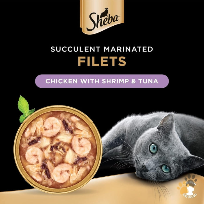 SHEBA CHICKEN WITH SHRIMP & TUNA FILETS ADULT CAT FOOD