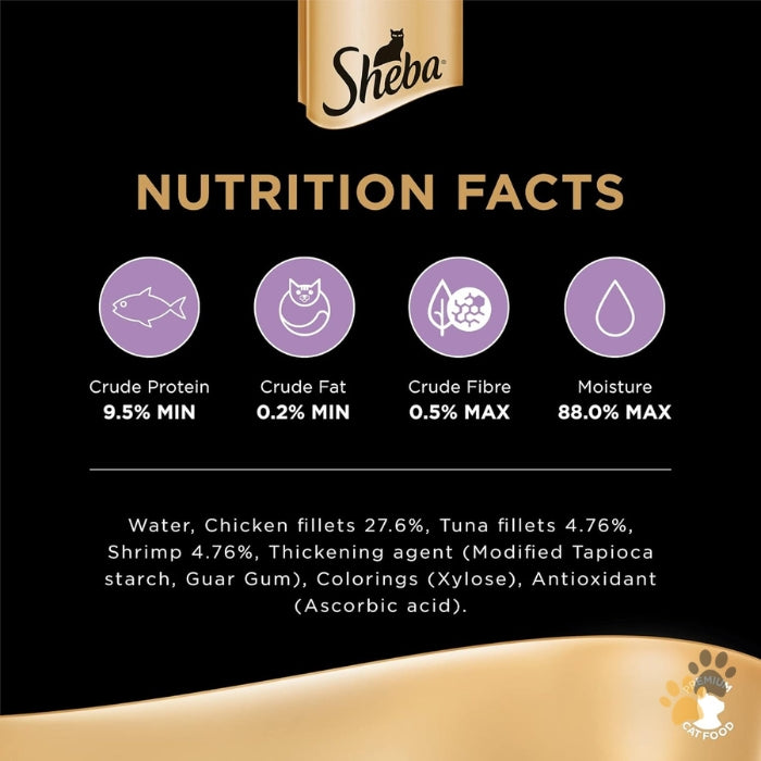 SHEBA CHICKEN WITH SHRIMP & TUNA FILETS ADULT CAT FOOD BOX