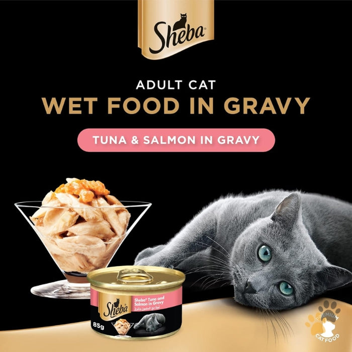 SHEBA TUNA AND SALMON IN GRAVY WET CAT FOOD