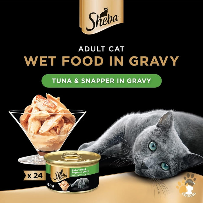 SHEBA TUNA AND SNAPPER IN GRAVY WET CAT FOOD BOX
