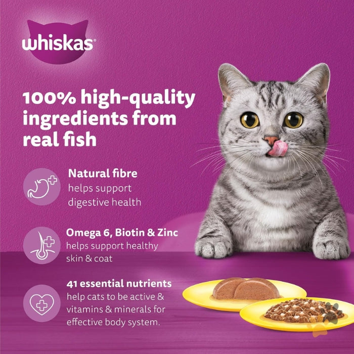 WHISKAS WET CAT FOOD FISH IN JELLY SELECTION
