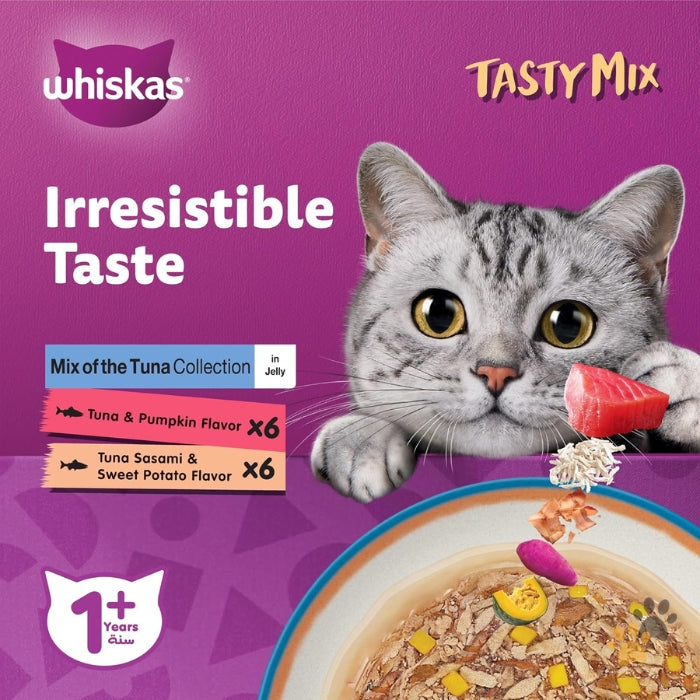 WHISKAS TASTY 1+ YEARS MIX TUNA COLLECTION IN JELLY