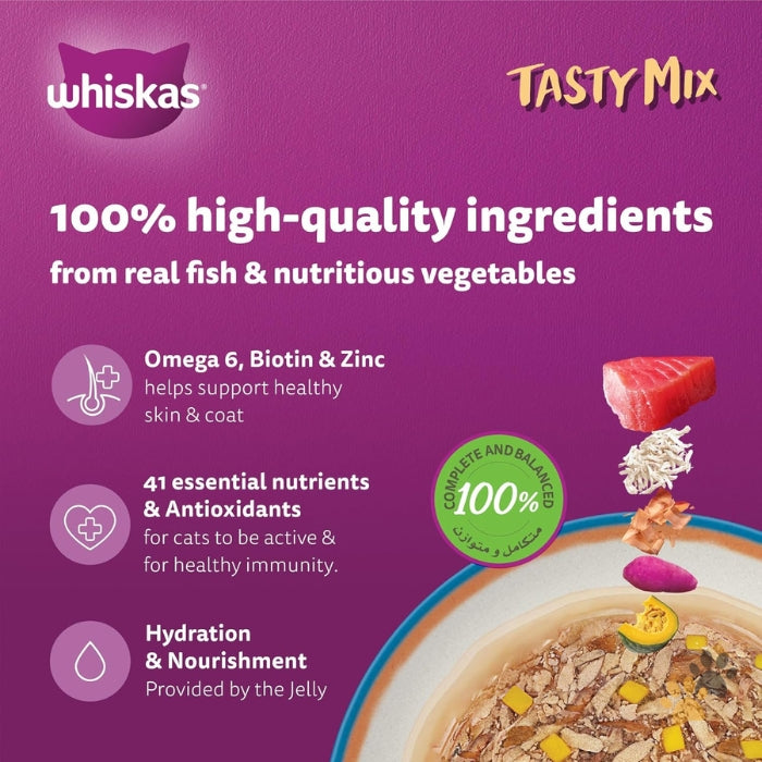 WHISKAS TASTY 1+ YEARS MIX TUNA COLLECTION IN JELLY
