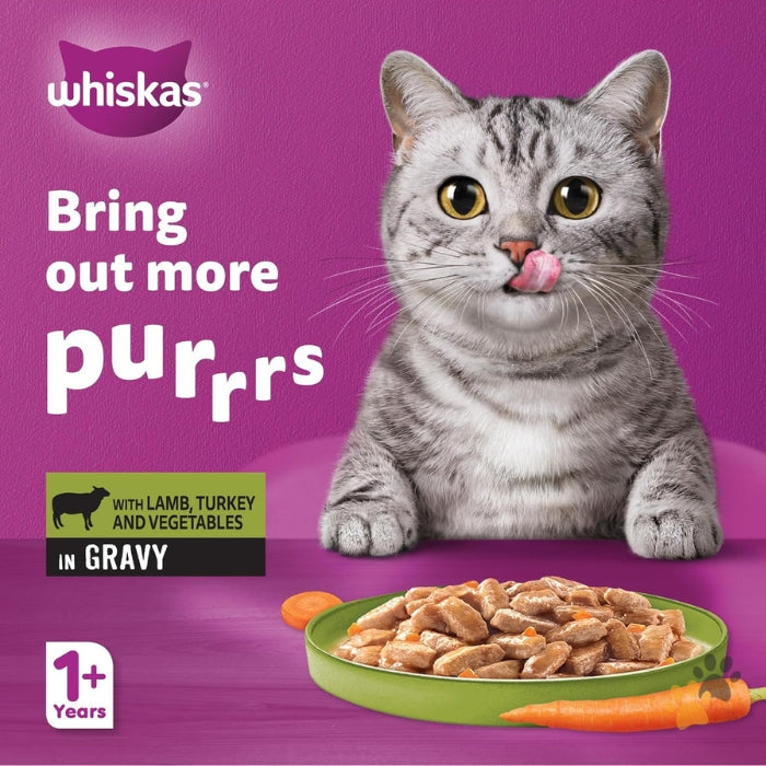 WHISKAS TASTY MINCE LAMB, TURKEY AND VEGETABLES IN GRAVY CAT FOOD