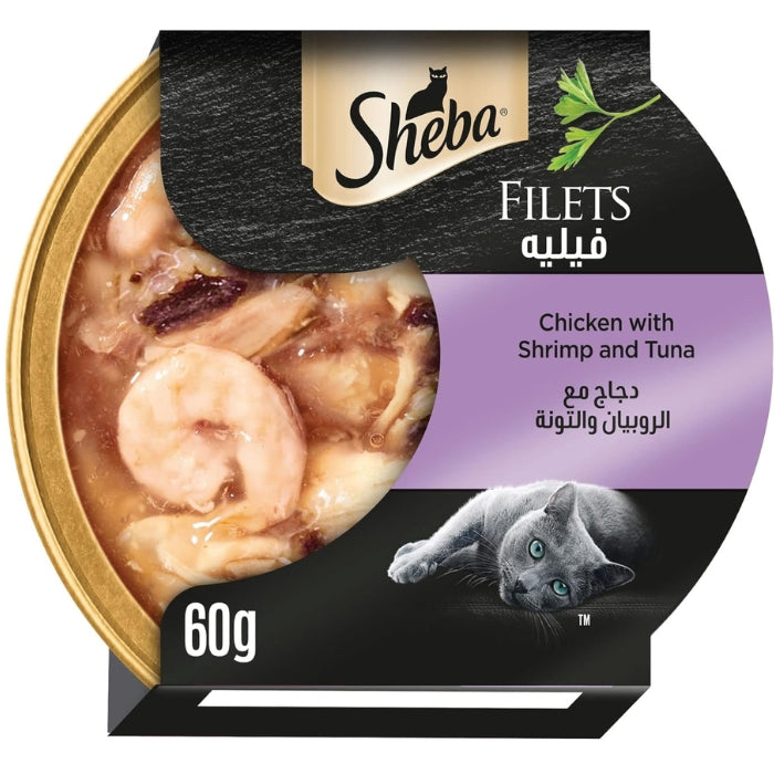 SHEBA CHICKEN WITH SHRIMP & TUNA FILETS ADULT CAT FOOD