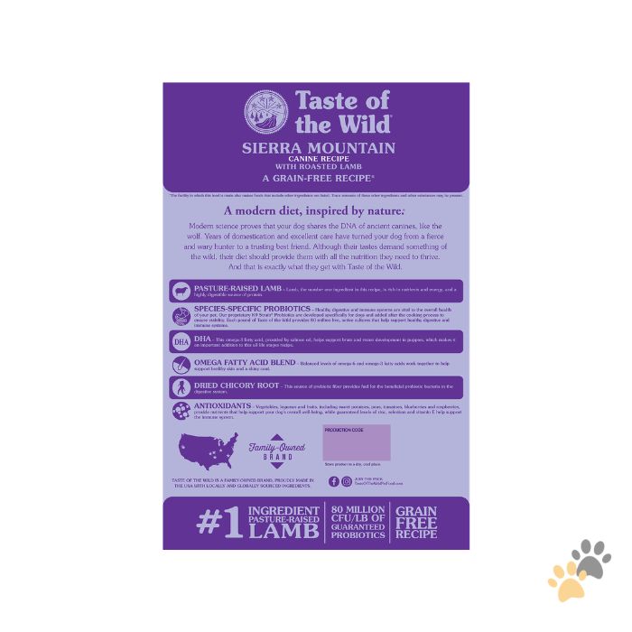 TASTE OF THE WILD SIERRA MOUNTAIN CANINE RECIPE WITH ROASTED LAMB