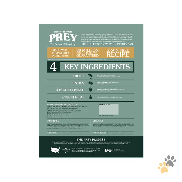 TASTE OF THE WILD PREY TROUT FORMULA FOR DOG WITH LIMITED INGREDIENTS