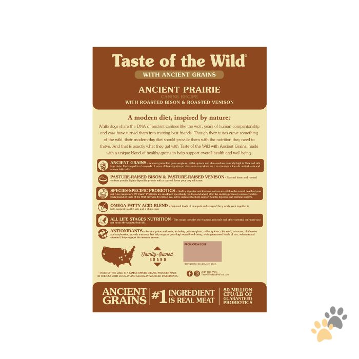 TASTE OF THE WILD ANCIENT PRAIRIE CANINE RECIPE WITH ROASTED BISON & ROASTED VENISON DRY DOG FOOD
