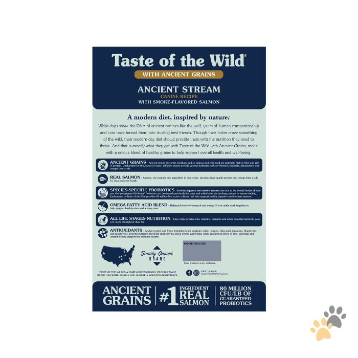 TASTE OF THE WILD ANCIENT STREAM CANINE RECIPE WITH SMOKE-FLAVORED SALMON DRY DOG FOOD