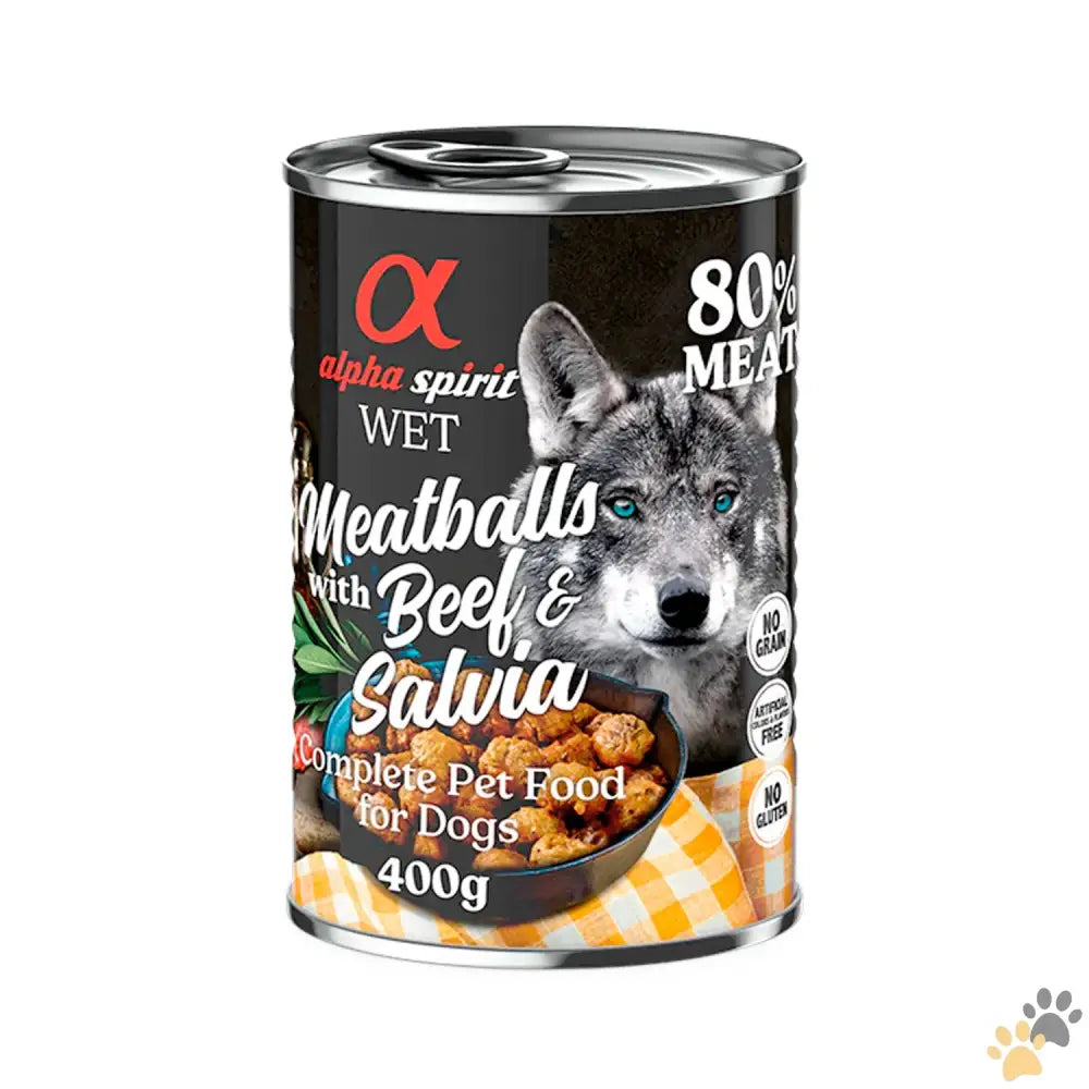 Alpha Spirit Meatballs Beef and Salvia Dog Wet Food can - 400g - 400g - Dog Food