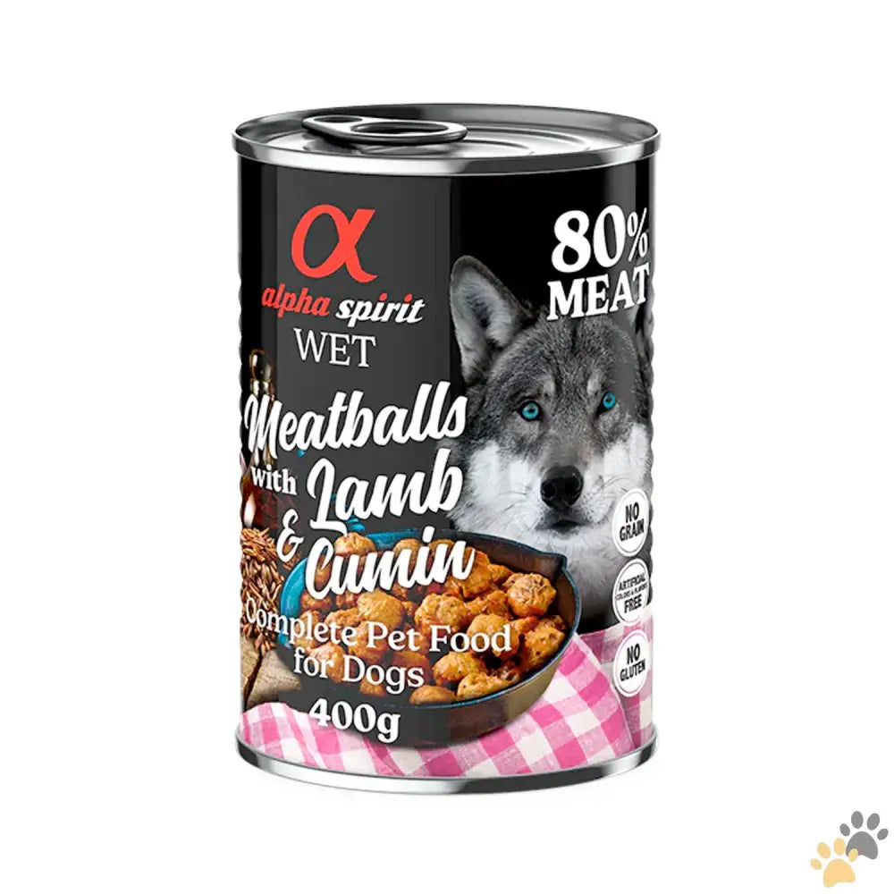 Alpha Spirit Meatballs Lamb and Cumin Dog Wet Food can - 400g - 400g - Dog Food