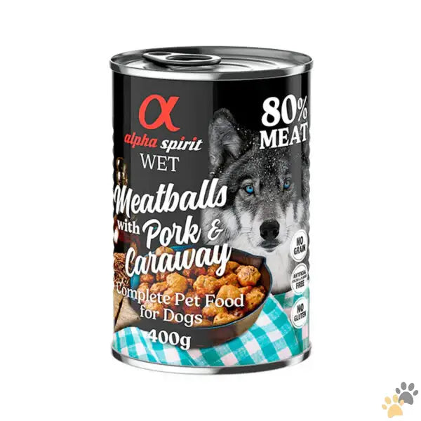 Alpha Spirit Meatballs Pork and Caraway Dog Wet Food can - 400g - 400g - Dog Food