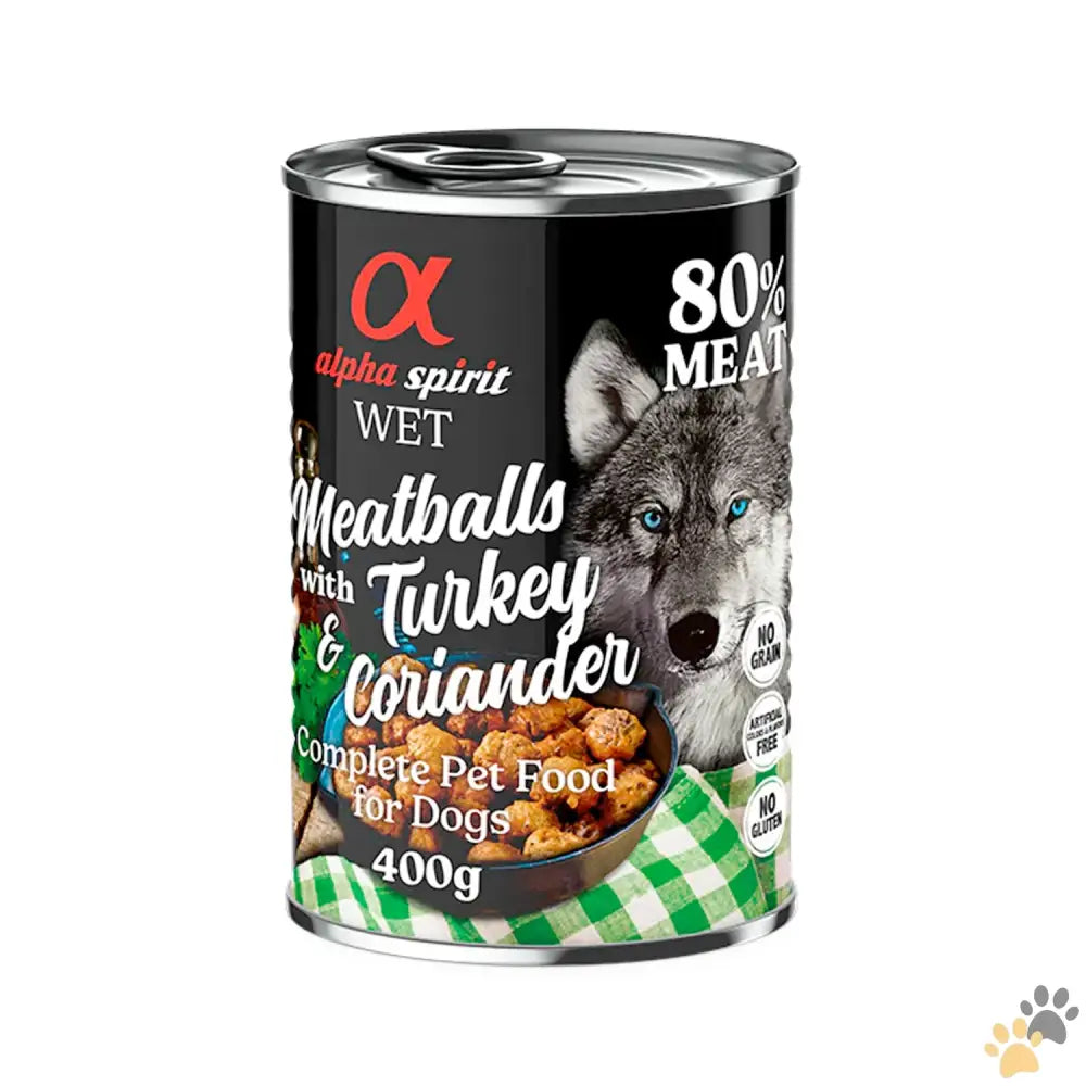 Alpha Spirit Meatballs Turkey and Coriander Dog Wet Food can - 400g - 400g - Dog Food