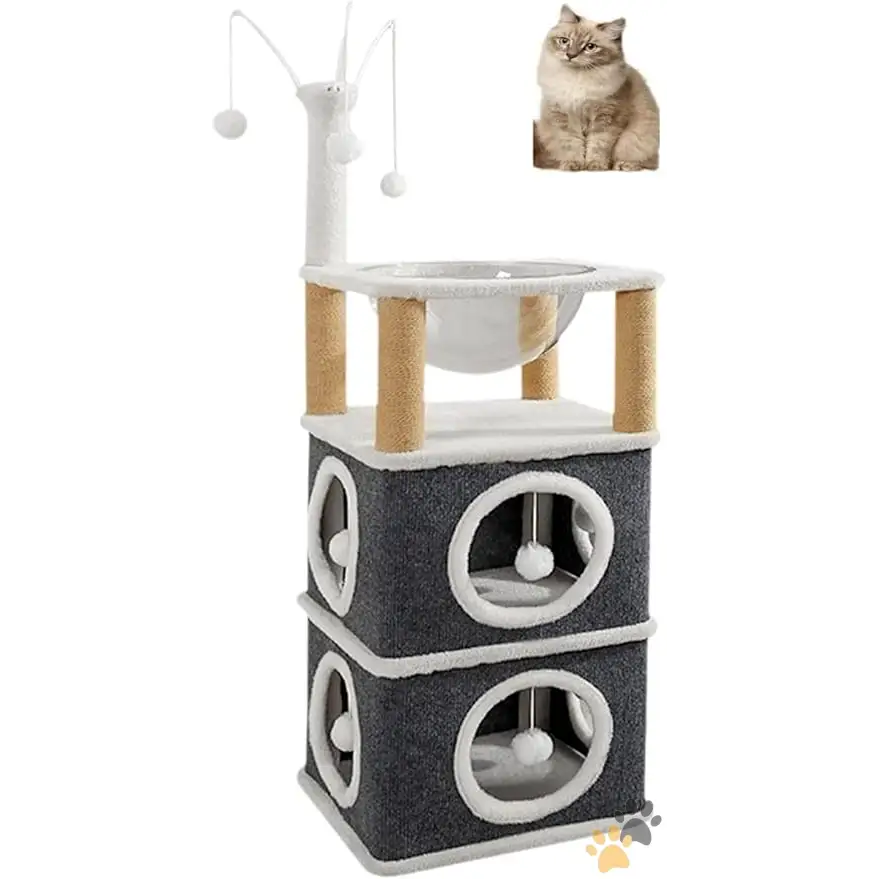Cat Bed Space Capsule Cat House Furniture Interactive Play Toy - Three Layers - Pet Housing
