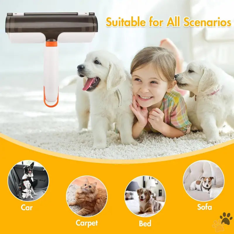 Hugoing Pet Hair Remover Roller - 1 - 2-in-1 Reusable Pet Hair Remover & Lint Roller with Flea Comb 2 Count.