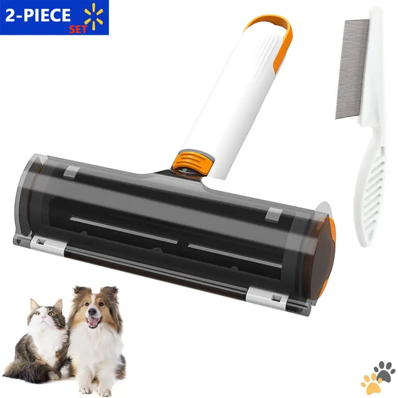 Hugoing Pet Hair Remover Roller - 1 - 2-in-1 Reusable Pet Hair Remover & Lint Roller with Flea Comb 2 Count.