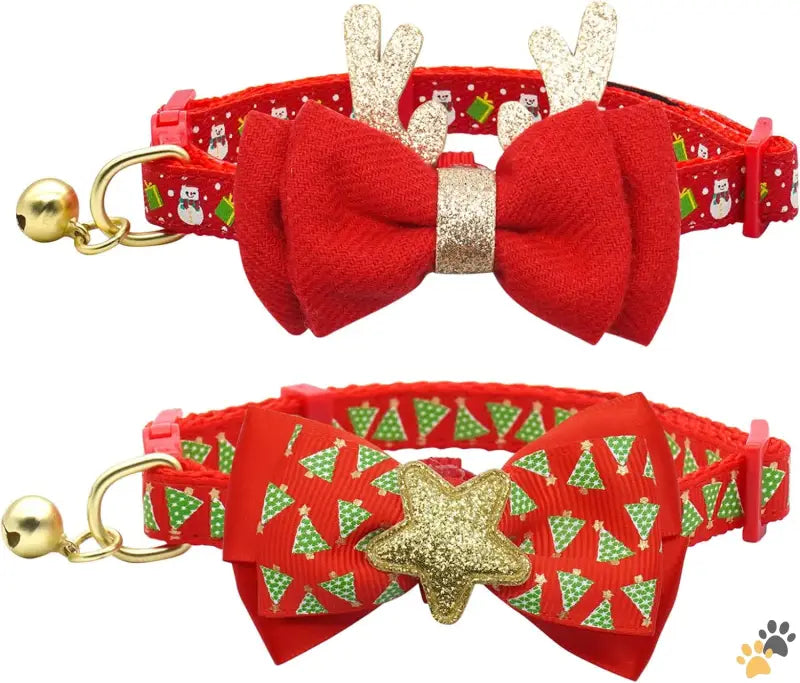 Christmas Cat Collar Adjustable 8-12 - 1christmas Tree / Neck: 8’’-12’’ - 2 Pack Christmas Cat Collar