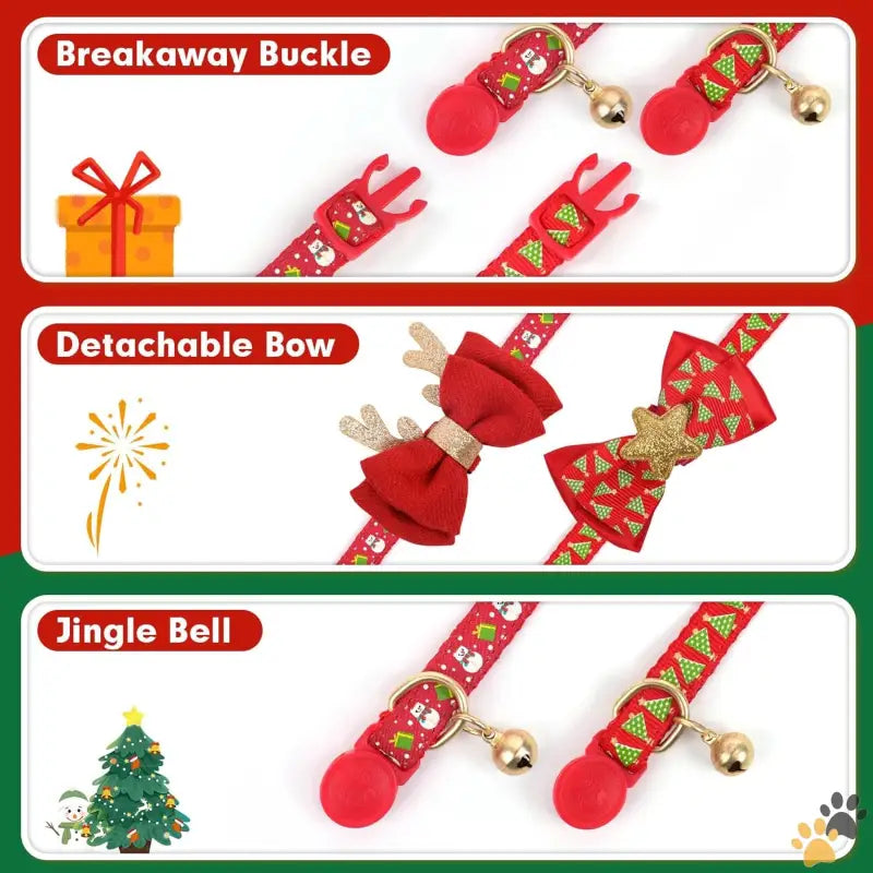 Christmas Cat Collar Adjustable 8-12 - 1christmas Tree / Neck: 8’’-12’’ - 2 Pack Christmas Cat Collar