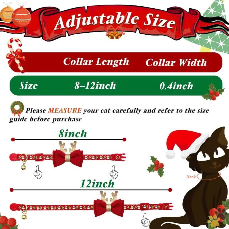 Christmas Cat Collar Adjustable 8-12 - 1christmas Tree / Neck: 8’’-12’’ - 2 Pack Christmas Cat Collar