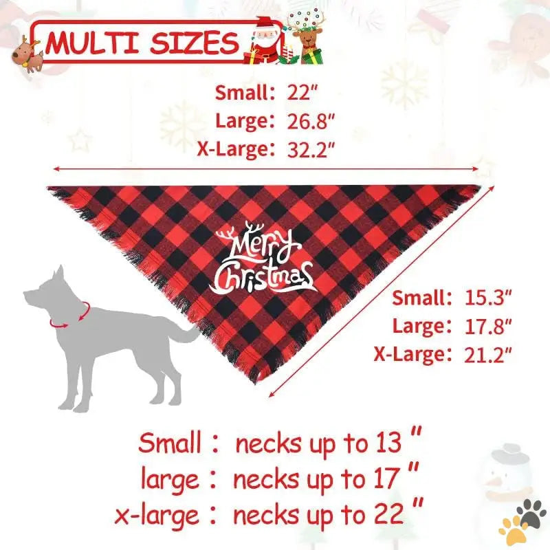 Christmas Plaid Pet Apparel - Green + Red / Large - 2 Pack Dog Bandana Christmas Classic Buffalo Plaid Pattern