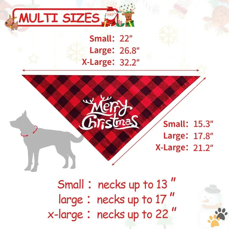 Christmas Dog Bandanas Pets Dogs - Christmas 1 / Large - 2 Pack Dog Bandanas Christmas Classic Buffalo Plaid Dog