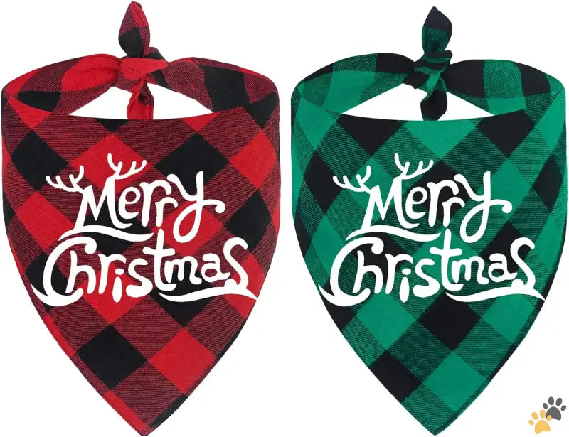 Christmas Dog Bandanas Pets Dogs - Christmas 1 / Large - 2 Pack Dog Bandanas Christmas Classic Buffalo Plaid Dog