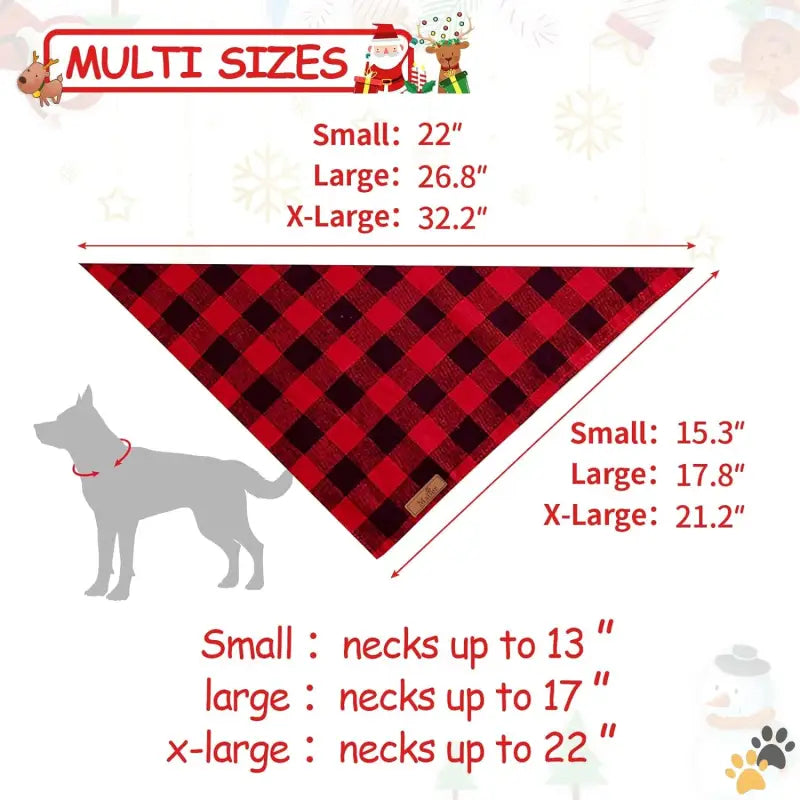 Reversible Plaid Dog Bandanas - Red + Red Plaid / Small - 2 Pack Dog Bandanas Christmas Classic Buffalo Red Plaid Pet