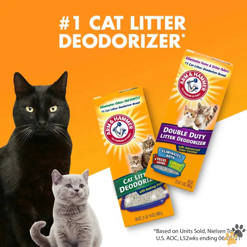 Arm & Hammer Cat Litter Deodorizer - 2 - (2 Pack) Double Duty Cat Litter Deodorizer and Pet Odor Eliminator 33 Oz Box.