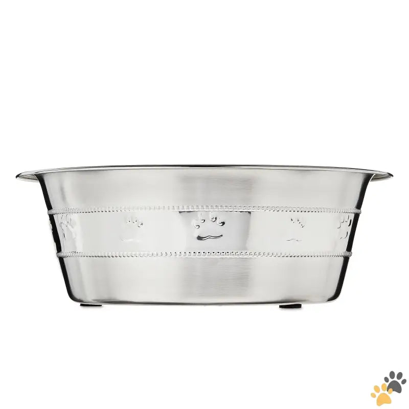 Vibrant Life Stainless Steel Paw Bowl - m / 2 - (2 Pack) Stainless Steel Paw & Beads Imprint Dog Bowl Medium.