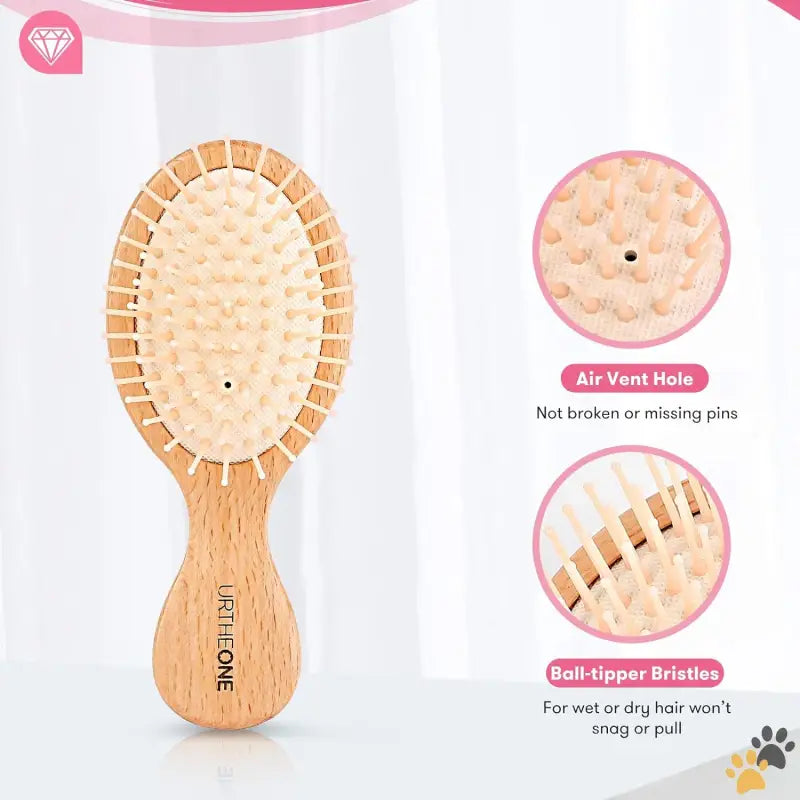 Mini Boar Bristle Hair Brush Set - White Black - 2pcs Hair Brush Mini Boar Bristle Hairbrush and Detangling Brush