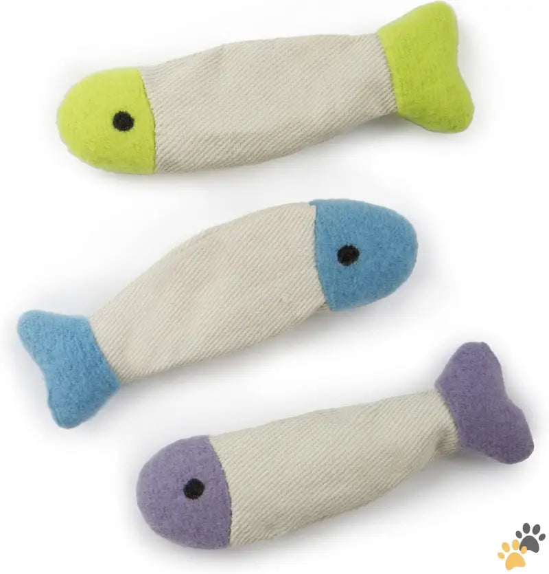 Fish Flop Cat Toys - Fish Flop, 3-set - (3 Count) Fish Flop Crinkle Catnip Cat Toys - Multi Color 3 Count.