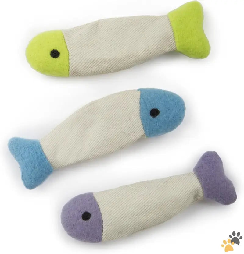 Fish Flop Cat Toys - Fish Flop, 3-set - (3 Count) Fish Flop Crinkle Catnip Cat Toys - Multi Color 3 Count.