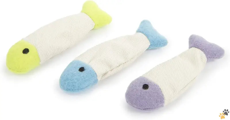 Fish Flop Cat Toys - Fish Flop, 3-set - (3 Count) Fish Flop Crinkle Catnip Cat Toys - Multi Color 3 Count.