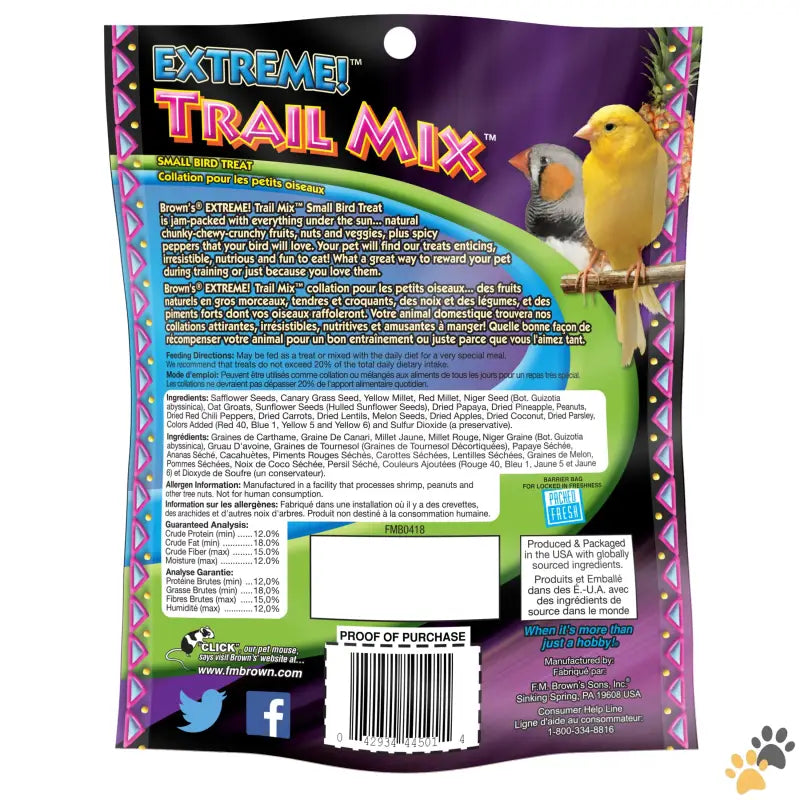 Browns Extreme Small Bird Treat - 3 Pack - (3 Pack) Extreme! Trail Mix Small Bird Treat 4 Oz.