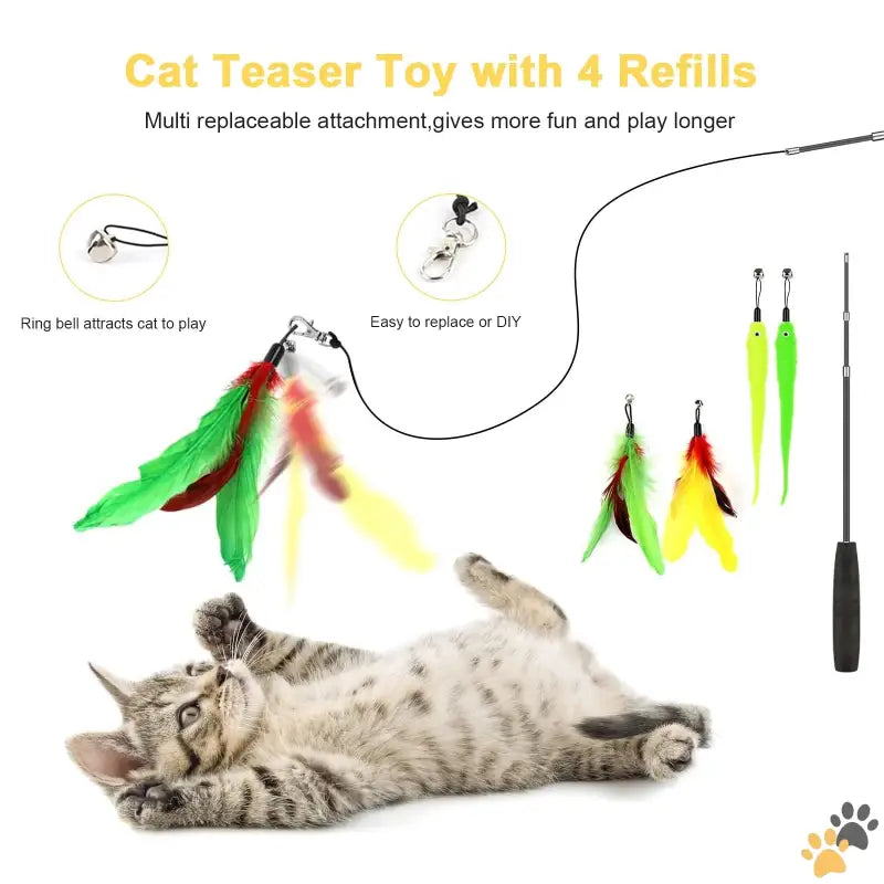 Cat Toys Set Cat Tunnel Fun - 34pcs Cat Toys Kitten Toys Interactive Kitty Toys with Collapsible Cat Tunnels Tent Cat