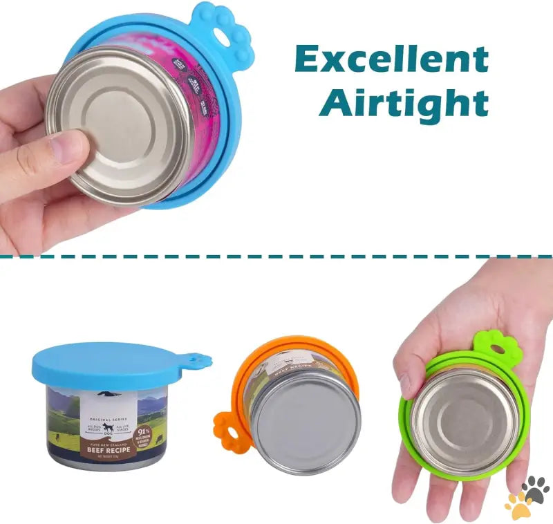 Silicone Pet Food can Lids - Orange + blue + Green + Pink - 4 Packs Silicone Pet can Lids Dog Cat Food can Cover