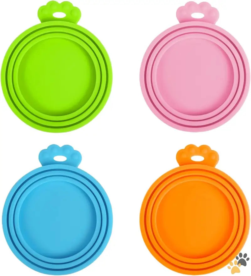 Silicone Pet Food can Lids - Orange + blue + Green + Pink - 4 Packs Silicone Pet can Lids Dog Cat Food can Cover