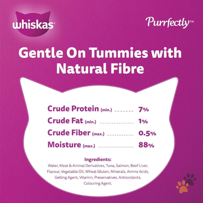 WHISKAS PURRFECTLY TUNA & SALMON IN JELLY ADULT WET CAT FOOD