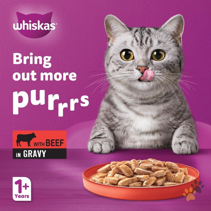 WHISKAS TASTY MINCE BEEF IN GRAVY CAT FOOD