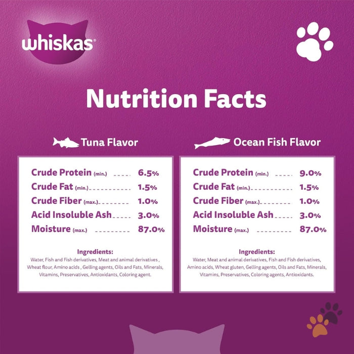 WHISKAS WET CAT FOOD FISH IN JELLY SELECTION