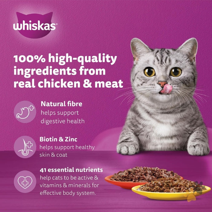 WHISKAS WET CAT FOOD MEATY SELECTION IN GRAVY