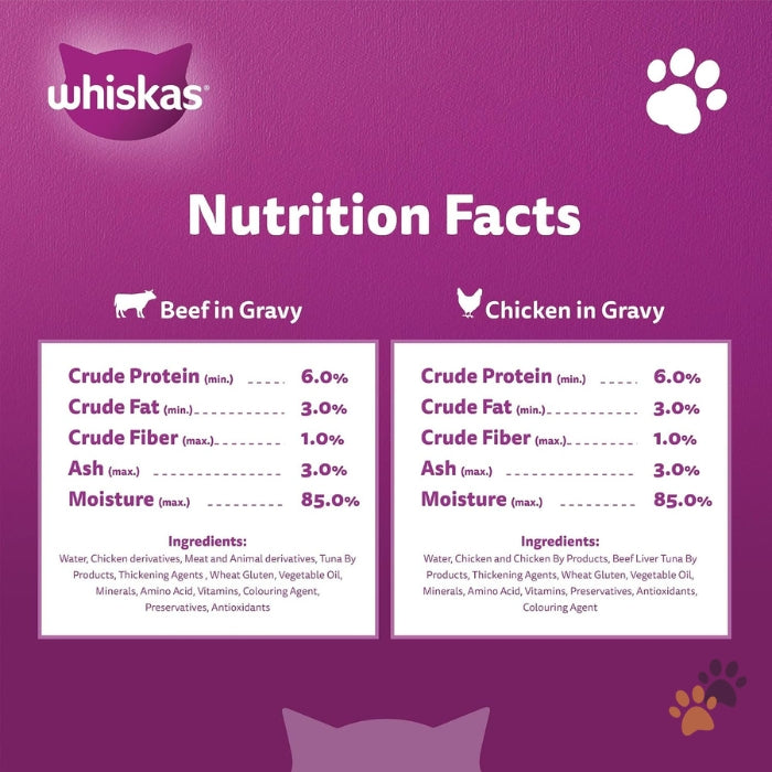 WHISKAS WET CAT FOOD MEATY SELECTION IN GRAVY