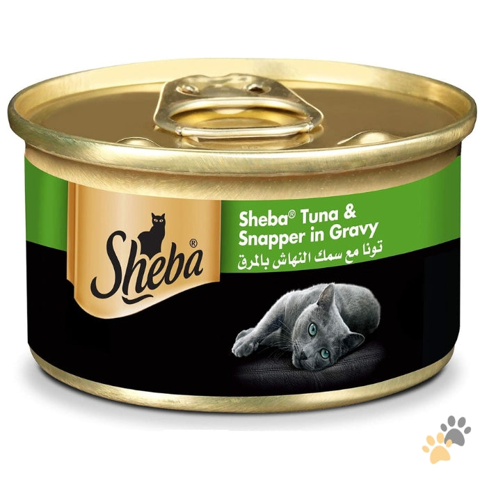 SHEBA TUNA WHITE MEAT AND SNAPPER IN GRAVY WET CAT FOOD