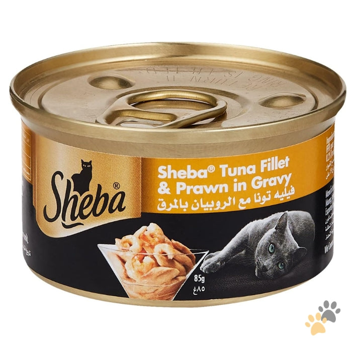 SHEBA TUNA FILLET & PRAWN IN GRAVY WET CAT FOOD