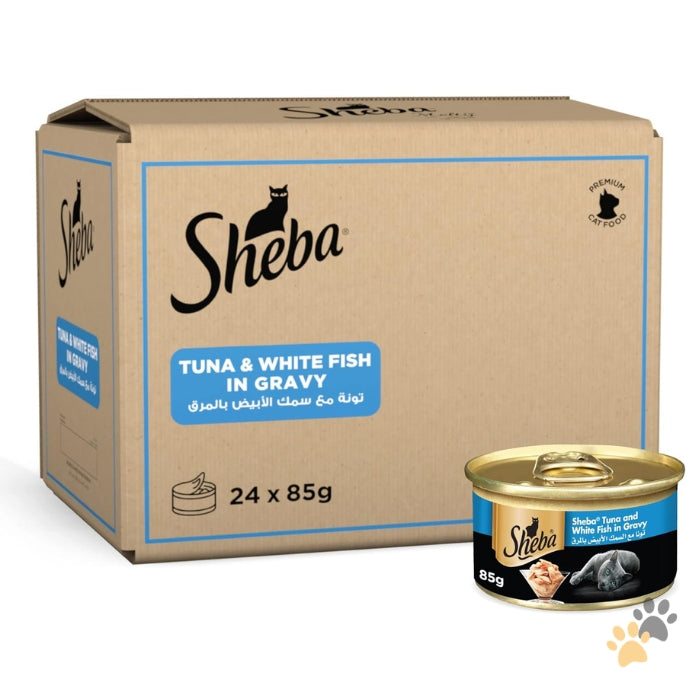 SHEBA TUNA & WHITE FISH IN GRAVY WET CAT FOOD BOX