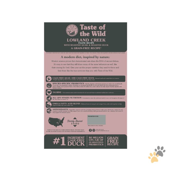 TASTE OF THE WILD LOWLAND CREEK FELINE RECIPE WITH ROASTED QUAIL & ROASTED DUCK DRY CAT FOOD