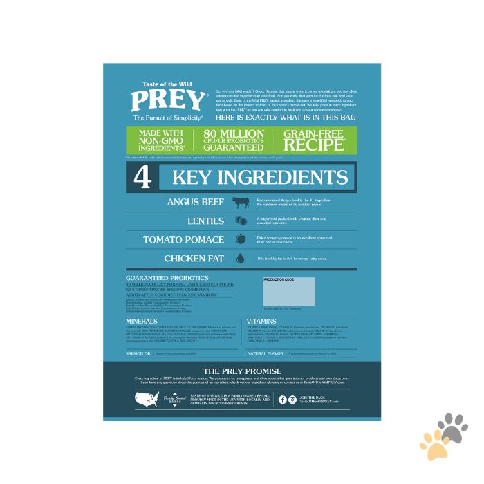 TASTE OF THE WILD PREY ANGUS BEEF FORMULA FOR DOG WITH LIMITED INGREDIENTS
